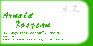 arnold kosztan business card